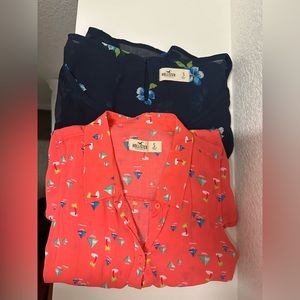 Hollister cropped blouse & sleeveless polo shirt